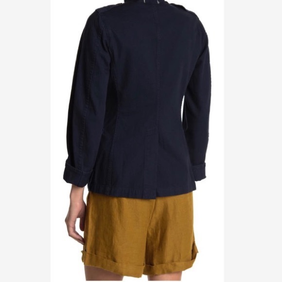 New Women’s Alex Mill Cotton Officer Military Utility Navy Jacket Size Small - Picture 3 of 4